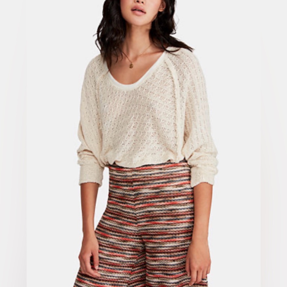 NWT Free People Textured knit Beige Sweater Top